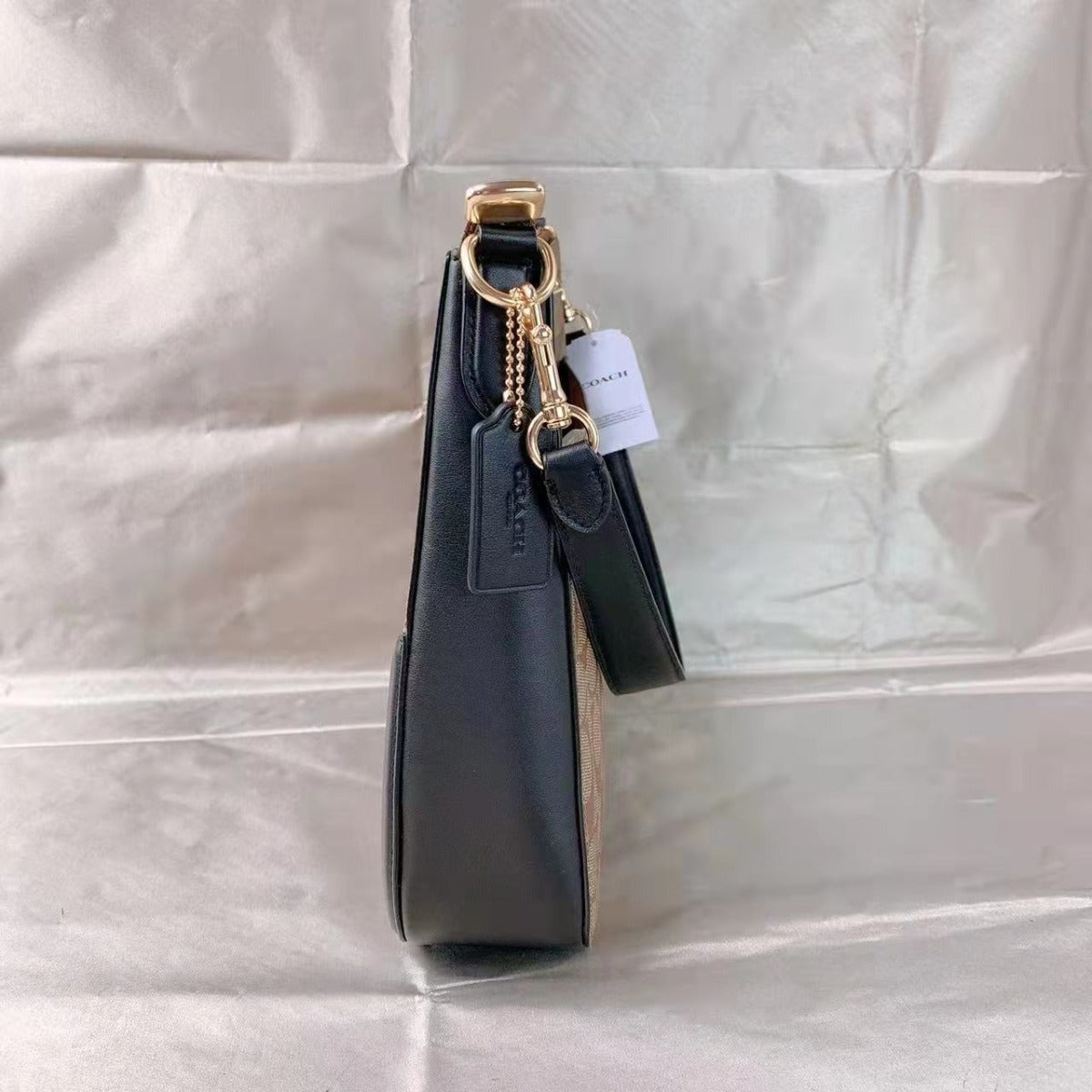 Coach C7229 Georgie Hobo In Colorblock Signature Canvas In Gold/Khaki/Terracotta Multi Coach C7229 Georgie Hobo In Colorblock Signature Canvas In Gold/Khaki/Terracotta Multi